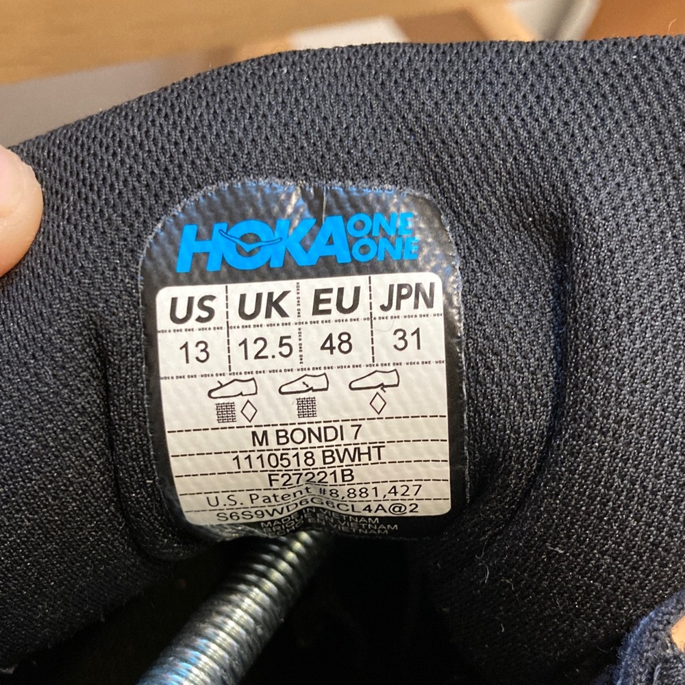 Hoka Bondi 7 Men's Black and White Road Running Shoes Size 13 - Picture 2 of 15